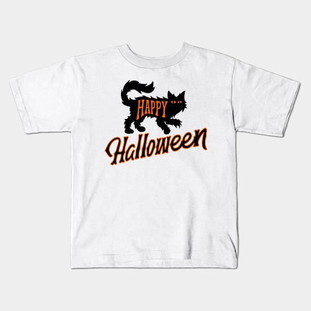 happy halloween cat Kids T-Shirt by lonway